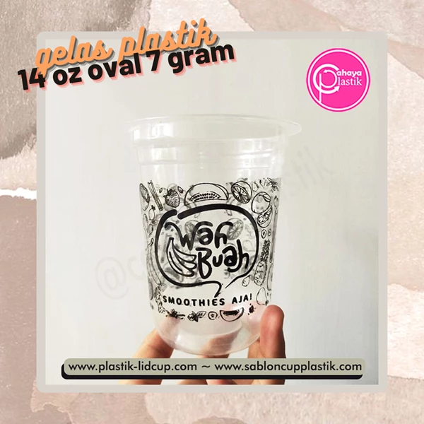 Screen printing of 14 oz oval 7 gram plastic cups