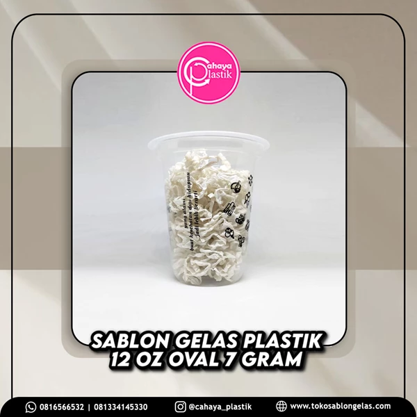 SABLON GELAS PLASTIK 12 OZ OVAL 7 GRAM + 