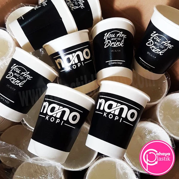  8 oz cup paper packaging with full black