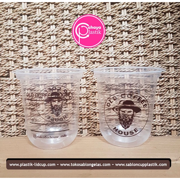 Sablon custom cup gelas plastik 12 oz oval 7 gram (KEMASAN ES KOPI KEKINIAN 300ML)