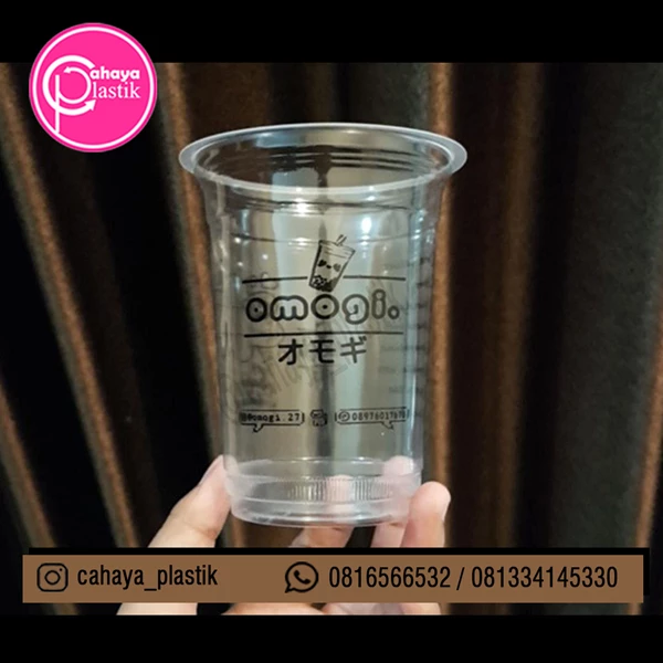 Sablon cup gelas plastik custom  16 oz 4 gram tanpa tutup 