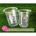 Sablon custom cup gelas plastik 12 oz oval 8 gram tanpa tutup 1