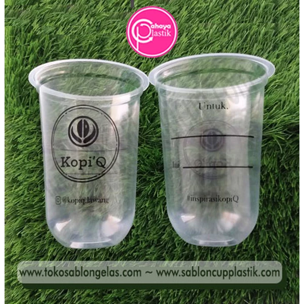 Sablon cup plastik 16 oz oval 8 gram INTERCUP  tanpa tutup  (KEMASAN KOPI KEKINIAN)