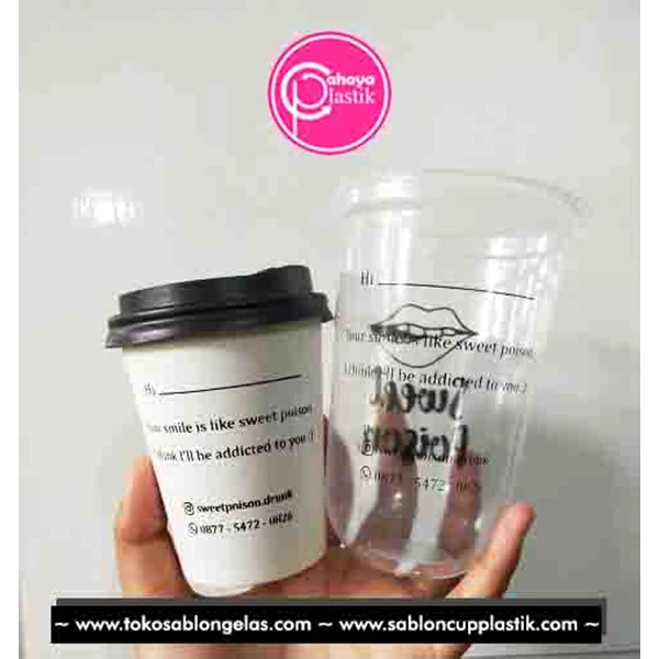 Sablon Kemasan Komplit cup plastik 16 oz oval 8 gram dan paper cup 8 oz FOOD GRADE 