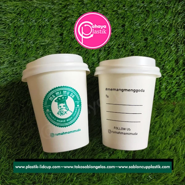 paper cup screen with a size of 8 oz + white lid