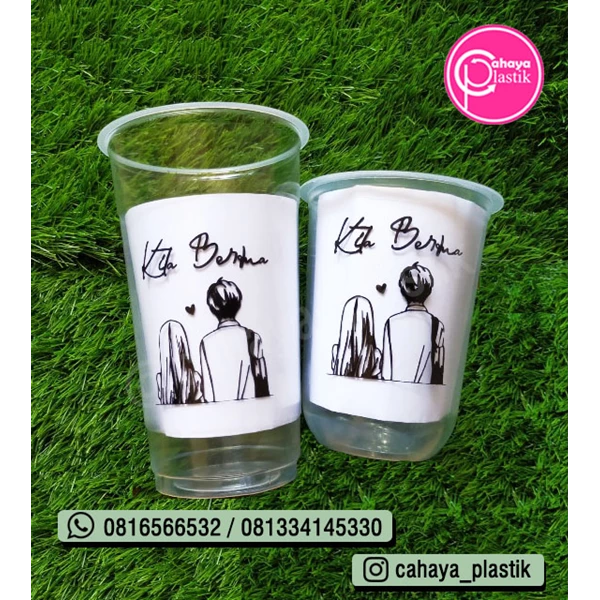 Sablon cup 16 oz oval 8 gram dan 22 oz starindo 9 gram (KEMASAN MINUMAN KOMPLIT)