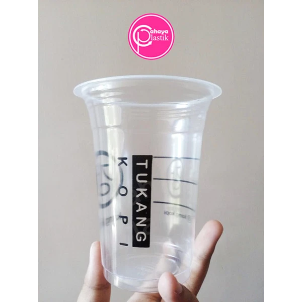 Sablon cup plastik 14 oz 6 gram tanpa tutup KEMASAN KOPI KEKINIAN