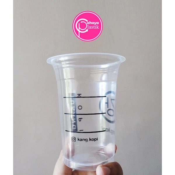 Sablon cup plastik 14 oz 6 gram tanpa tutup KEMASAN KOPI KEKINIAN