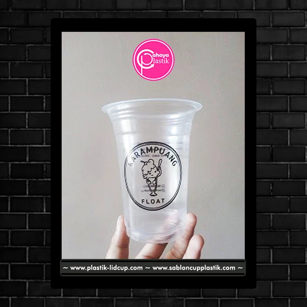 Sablon custom cup gelas plastik 14 oz 6 gram tanpa tutup 