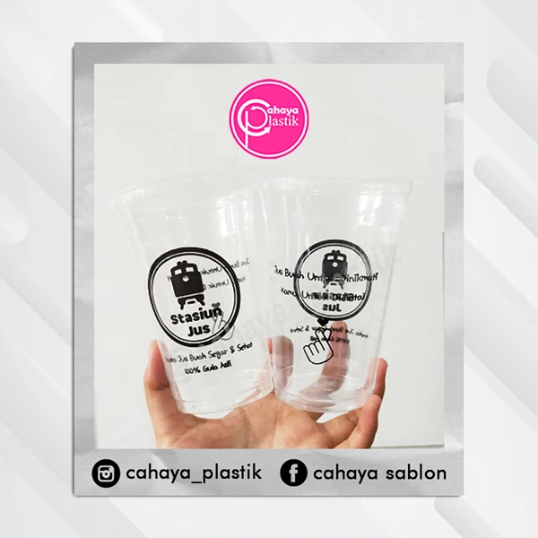 Sablon custom gelas plastik 16 oz 7 gram tanpa tutup (KEMASAN MINUMAN KEKINIAN)