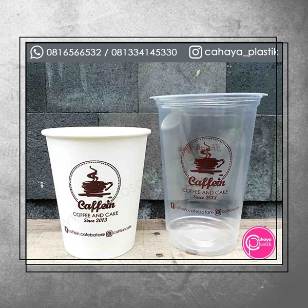 Screen printing mix 2 plastic cup packaging 16 oz 8 gram and 12 oz paper cup