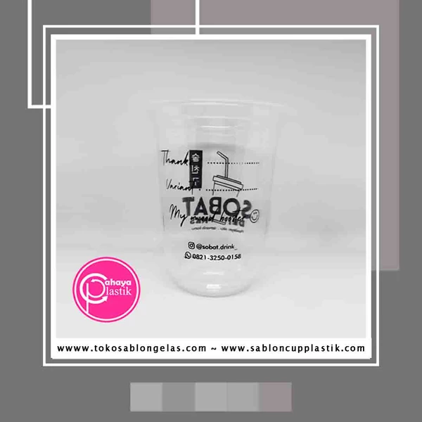 Sablon gelas plastik 16 oz oval 8 gram - Boba Drink Packaging