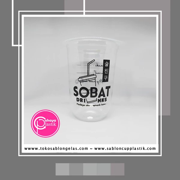 Sablon gelas plastik 16 oz oval 8 gram - Boba Drink Packaging