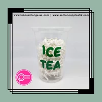 Sablon cup plastik + 16 oz SA 8 gram tanpa tutup + ICE TEA PACKAGING CUSTOM