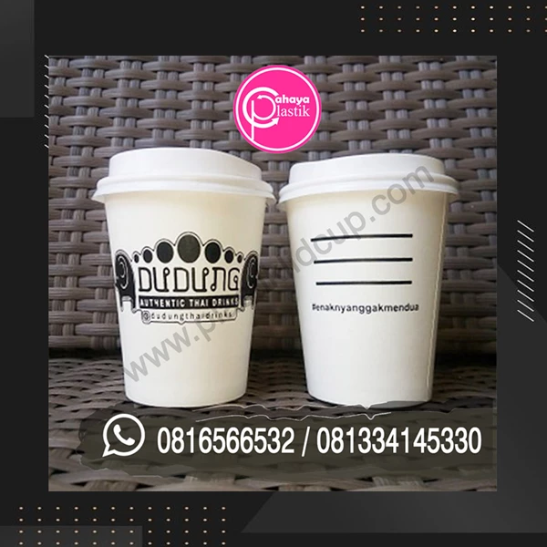 sablon paper cup 9 oz + tutup putih + custom hot coffee packaging