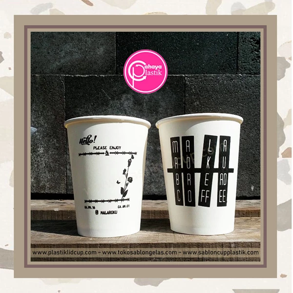 Sablon paper cup 8 oz tanpa tutup + Kemasan Minuman Hangat FOOD GRADE + Hot Coffee Packaging