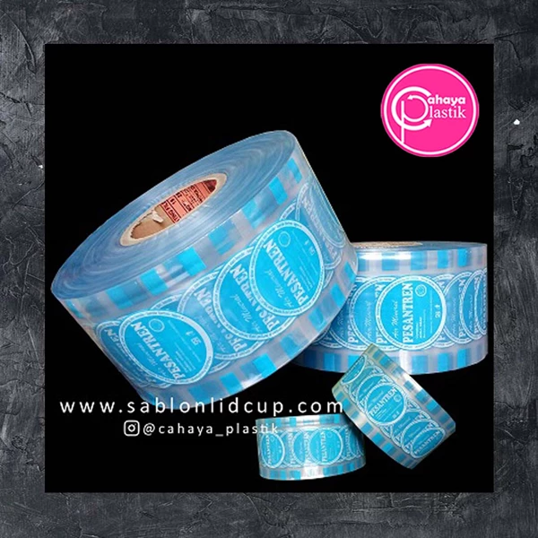 sablon lid cup sealer plastik 2 warna 10 cm x 500 m + kemasan amdk ponpes
