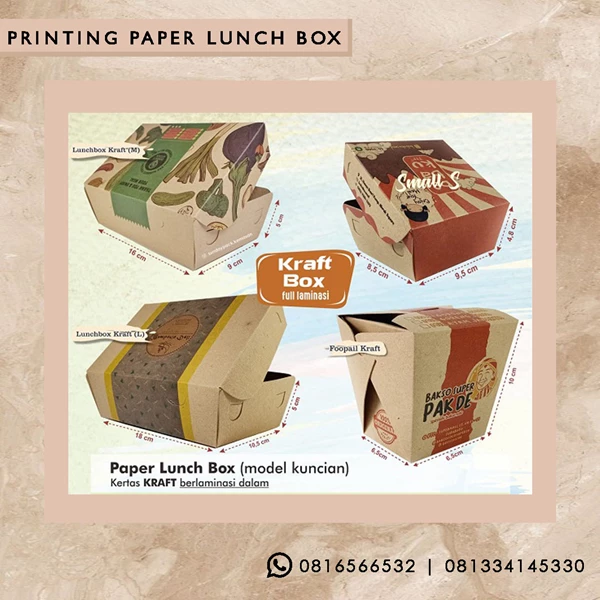 Aneka Ukuran Printing Paper Lunch Box + Kemasan Makanan Kekinian
