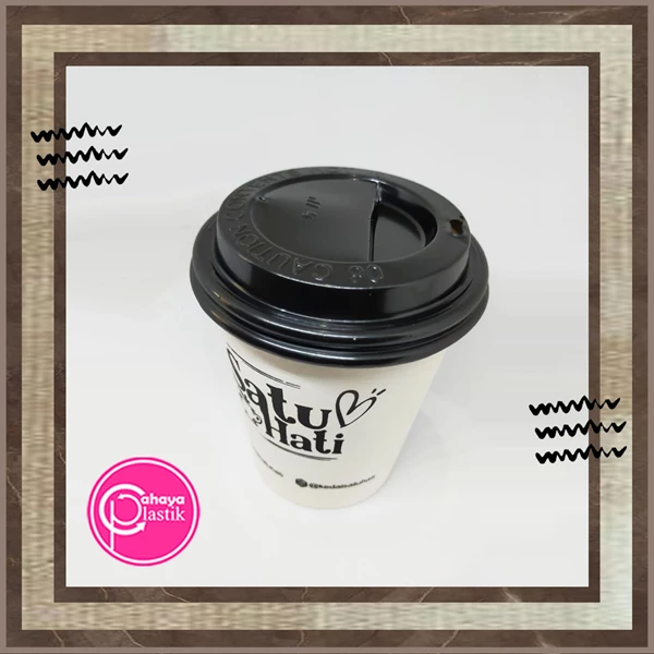 Sablon Paper Cup 9 oz + Tutup Hitam + HOT COFFEE PACKAGING